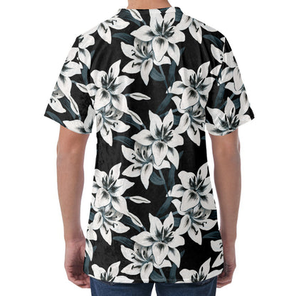 Lily Floral Pattern Print Men's Velvet T-Shirt