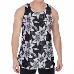 Lily Floral Pattern Print Men's Velvet Tank Top