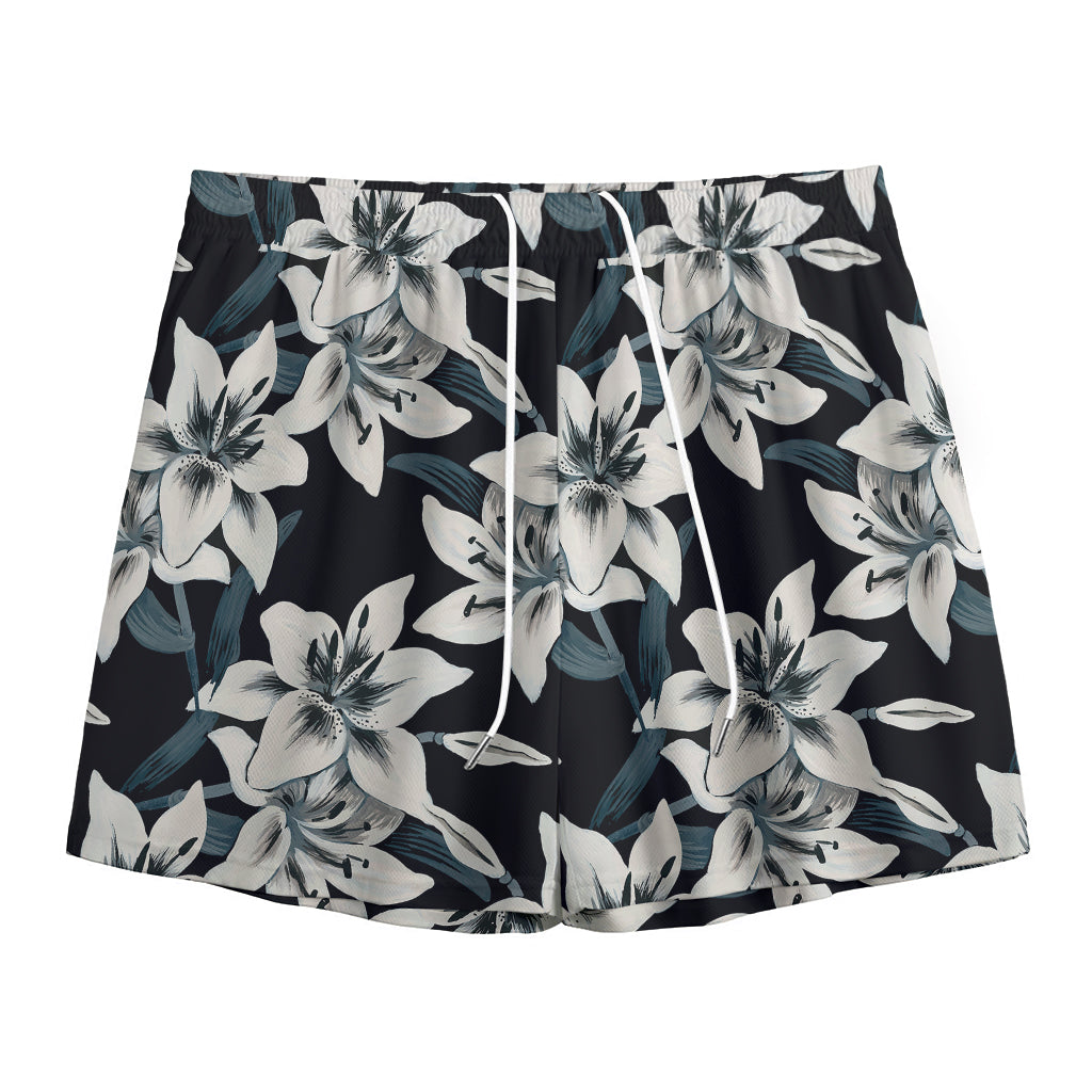 Lily Floral Pattern Print Mesh Shorts