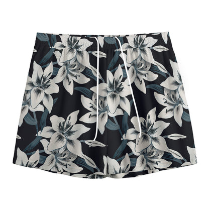 Lily Floral Pattern Print Mesh Shorts