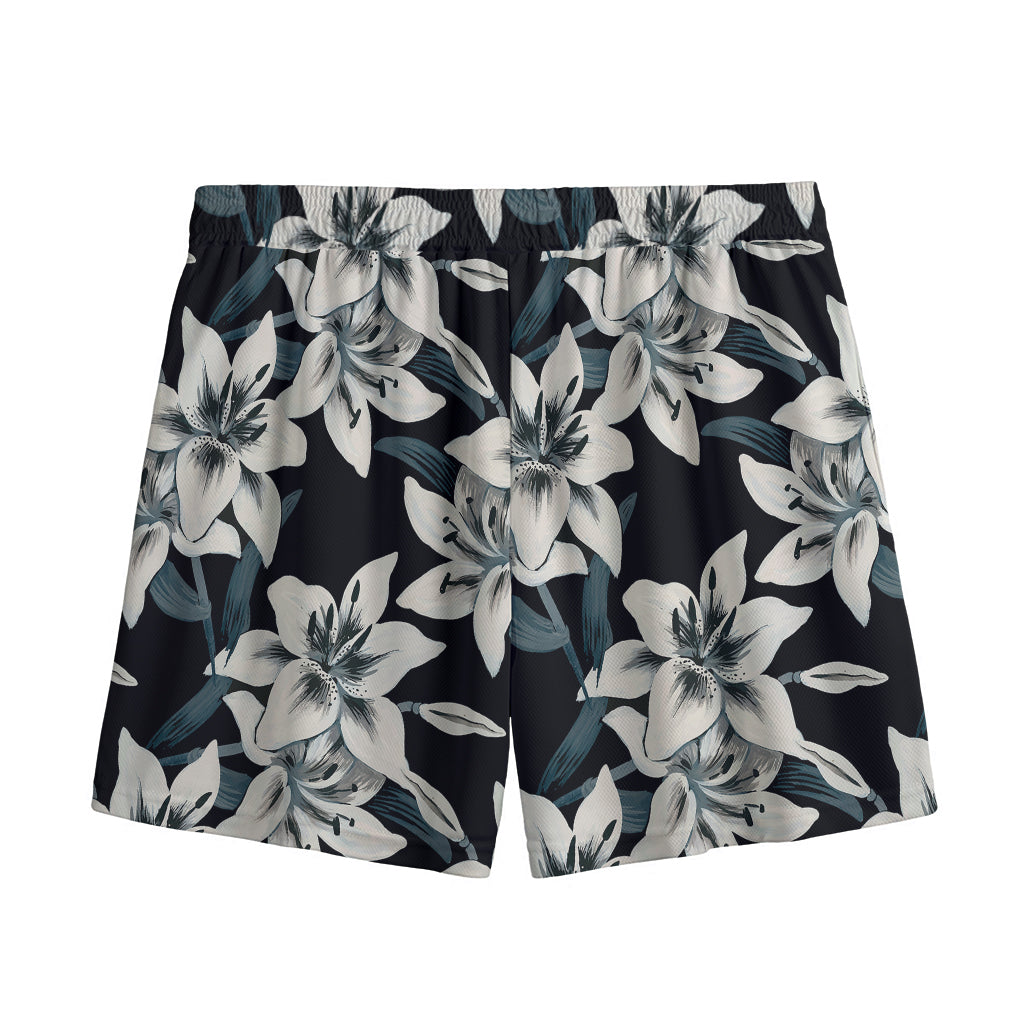 Lily Floral Pattern Print Mesh Shorts