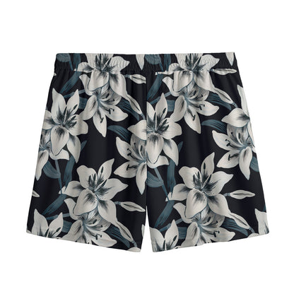 Lily Floral Pattern Print Mesh Shorts