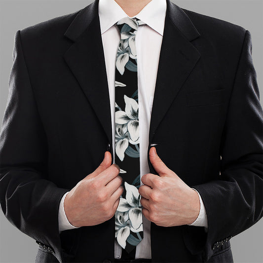 Lily Floral Pattern Print Necktie