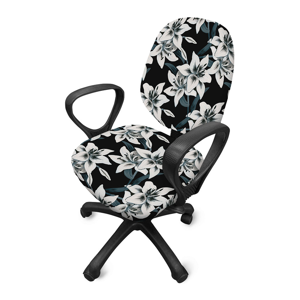 Lily Floral Pattern Print Office Chair Cover