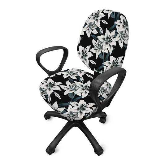 Lily Floral Pattern Print Office Chair Cover