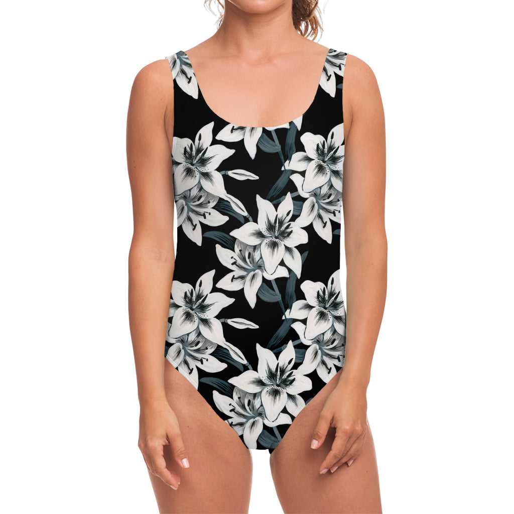 Lily Floral Pattern Print One Piece Swimsuit