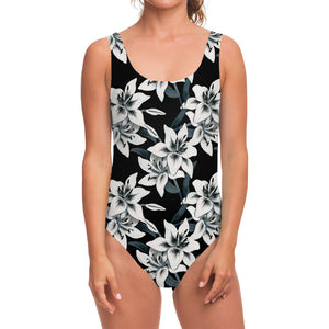 Lily Floral Pattern Print One Piece Swimsuit