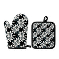 Lily Floral Pattern Print Oven Mitt And Pot Holder Set