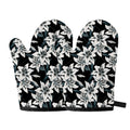 Lily Floral Pattern Print Oven Mitts