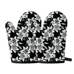 Lily Floral Pattern Print Oven Mitts