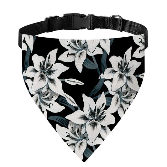 Lily Floral Pattern Print Over The Collar Dog Bandana