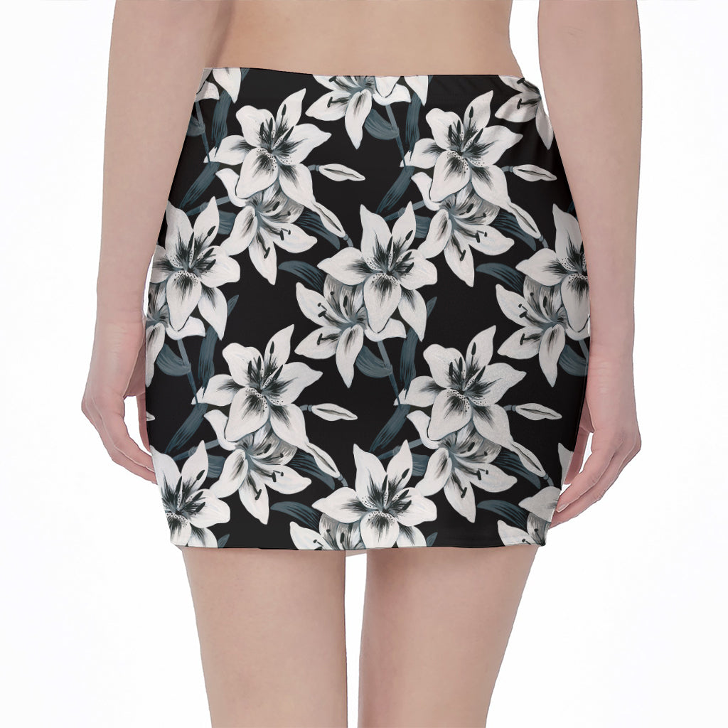 Lily Floral Pattern Print Pencil Mini Skirt