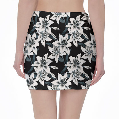 Lily Floral Pattern Print Pencil Mini Skirt