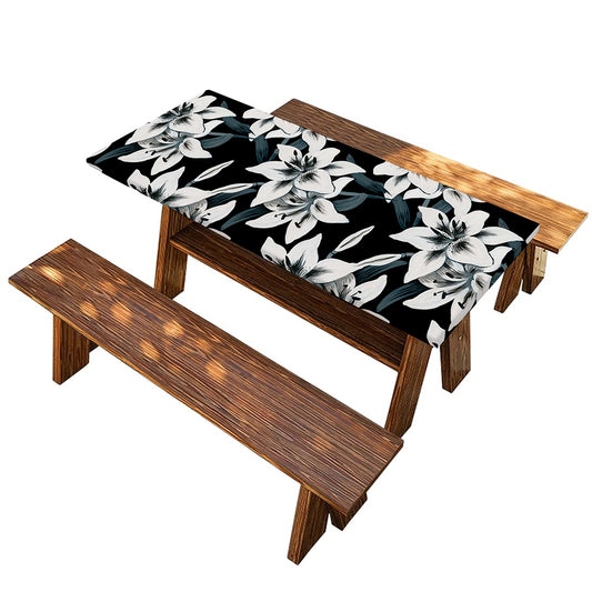 Lily Floral Pattern Print Picnic Table Cover