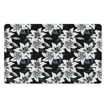 Lily Floral Pattern Print Polyester Doormat