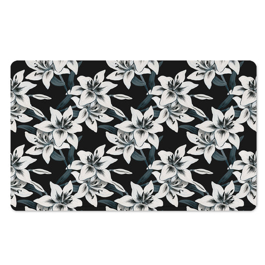 Lily Floral Pattern Print Polyester Doormat