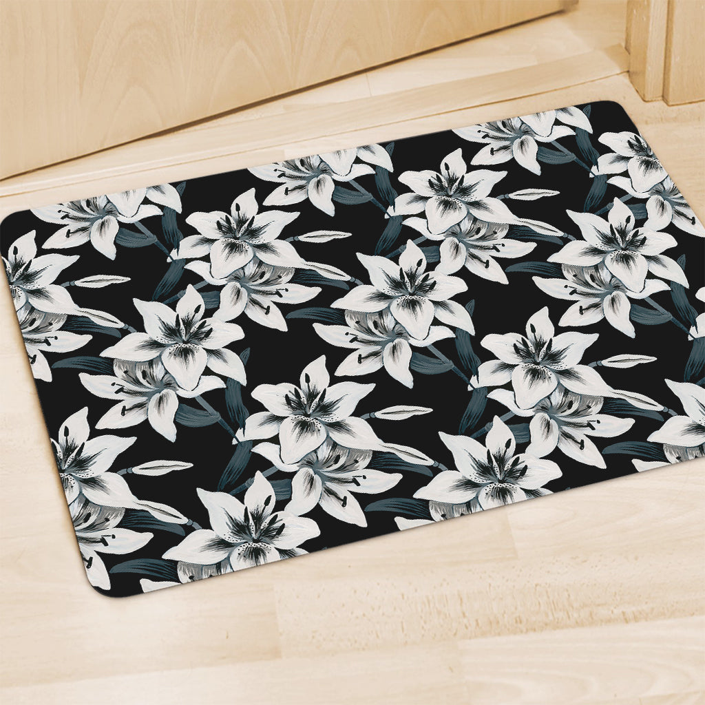 Lily Floral Pattern Print Polyester Doormat