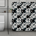 Lily Floral Pattern Print Polyester Shower Curtain
