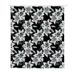 Lily Floral Pattern Print Polyester Shower Curtain