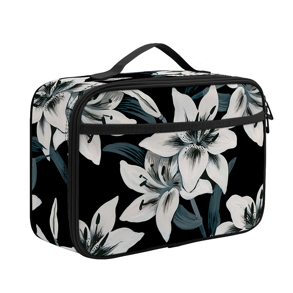 Lily Floral Pattern Print Portable Lunch Bag