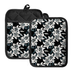 Lily Floral Pattern Print Pot Holders With Pocket