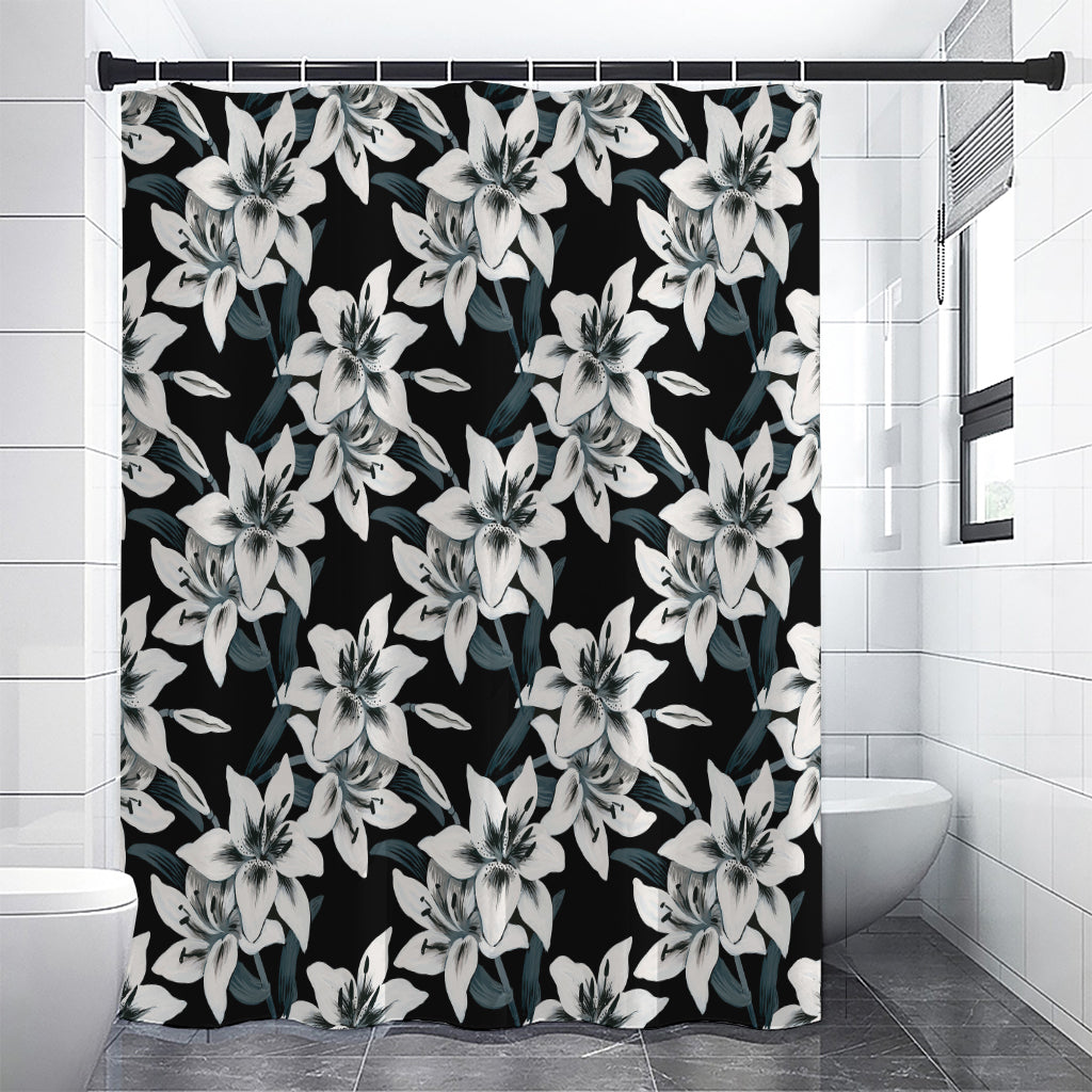 Lily Floral Pattern Print Premium Shower Curtain