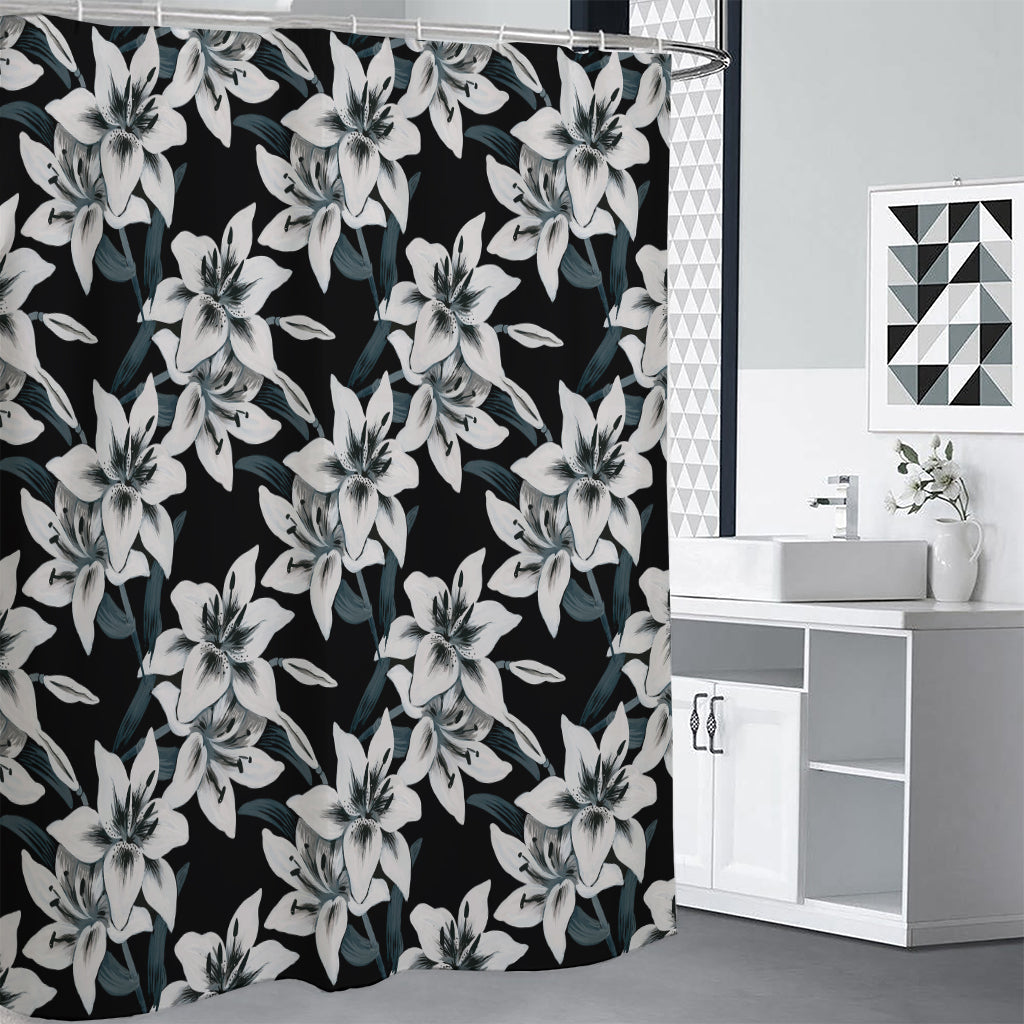 Lily Floral Pattern Print Premium Shower Curtain