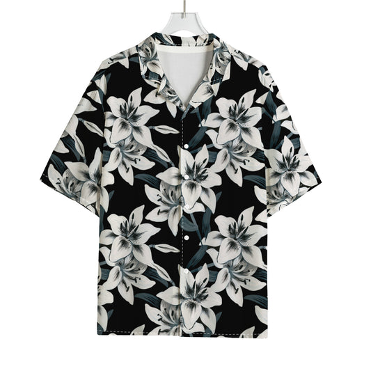 Lily Floral Pattern Print Rayon Hawaiian Shirt
