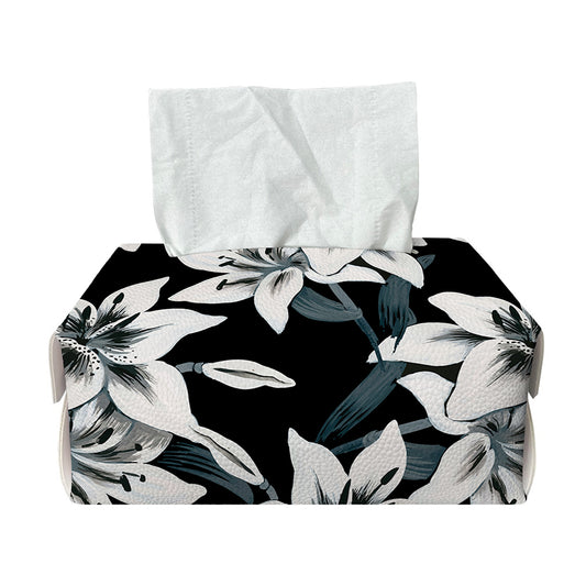 Lily Floral Pattern Print Rectangle Tissue Box Cover