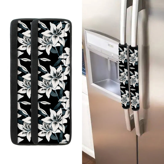Lily Floral Pattern Print Refrigerator Handle Covers