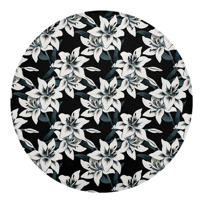 Lily Floral Pattern Print Round Blanket