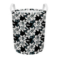 Lily Floral Pattern Print Round Laundry Basket