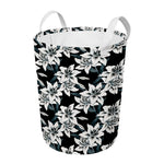 Lily Floral Pattern Print Round Laundry Basket