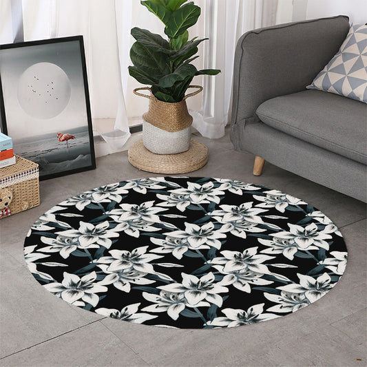 Lily Floral Pattern Print Round Rug