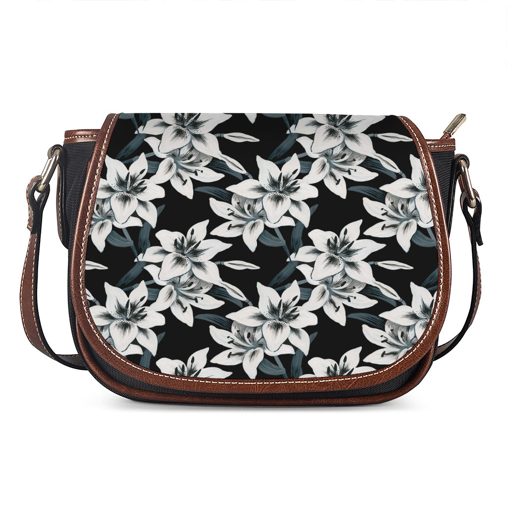 Lily Floral Pattern Print Saddle Bag