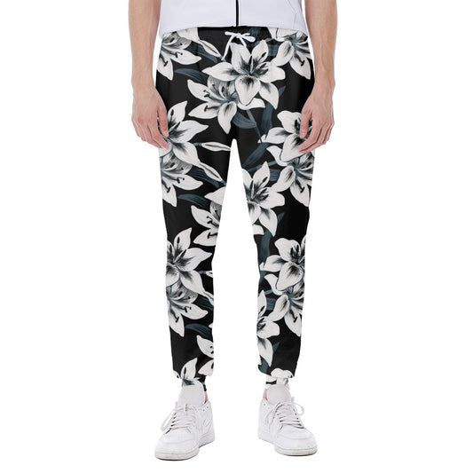 Lily Floral Pattern Print Scuba Joggers