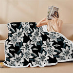 Lily Floral Pattern Print Sherpa Blanket