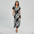 Lily Floral Pattern Print Short Sleeve Maxi Dress