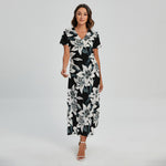 Lily Floral Pattern Print Short Sleeve Maxi Dress