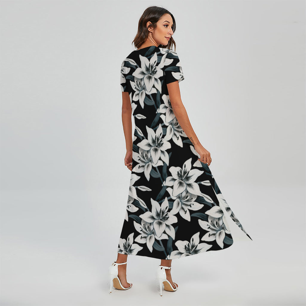 Lily Floral Pattern Print Short Sleeve Maxi Dress