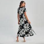 Lily Floral Pattern Print Short Sleeve Maxi Dress