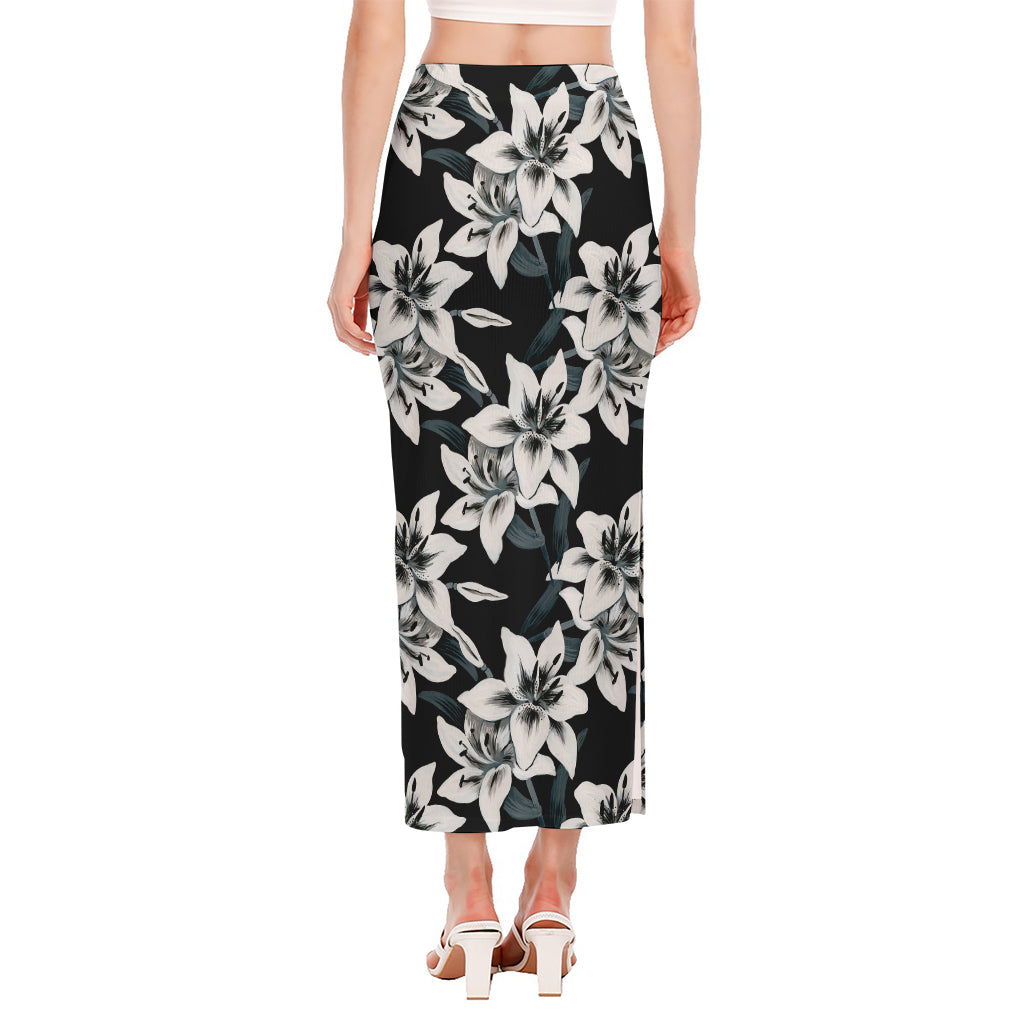 Lily Floral Pattern Print Side Slit Maxi Skirt