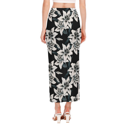 Lily Floral Pattern Print Side Slit Maxi Skirt
