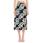 Lily Floral Pattern Print Side Slit Midi Skirt