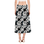 Lily Floral Pattern Print Side Slit Midi Skirt