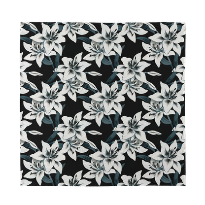 Lily Floral Pattern Print Silk Bandana