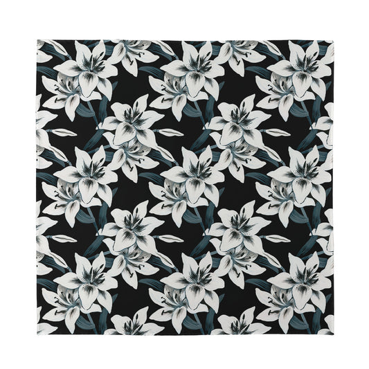 Lily Floral Pattern Print Silk Bandana