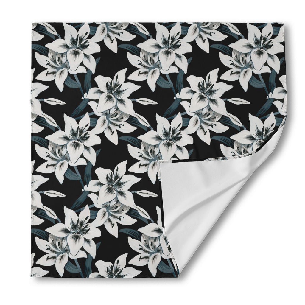 Lily Floral Pattern Print Silk Bandana