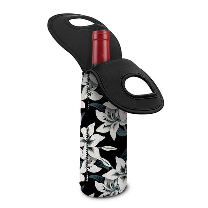 Lily Floral Pattern Print Single Neoprene Wine Tote