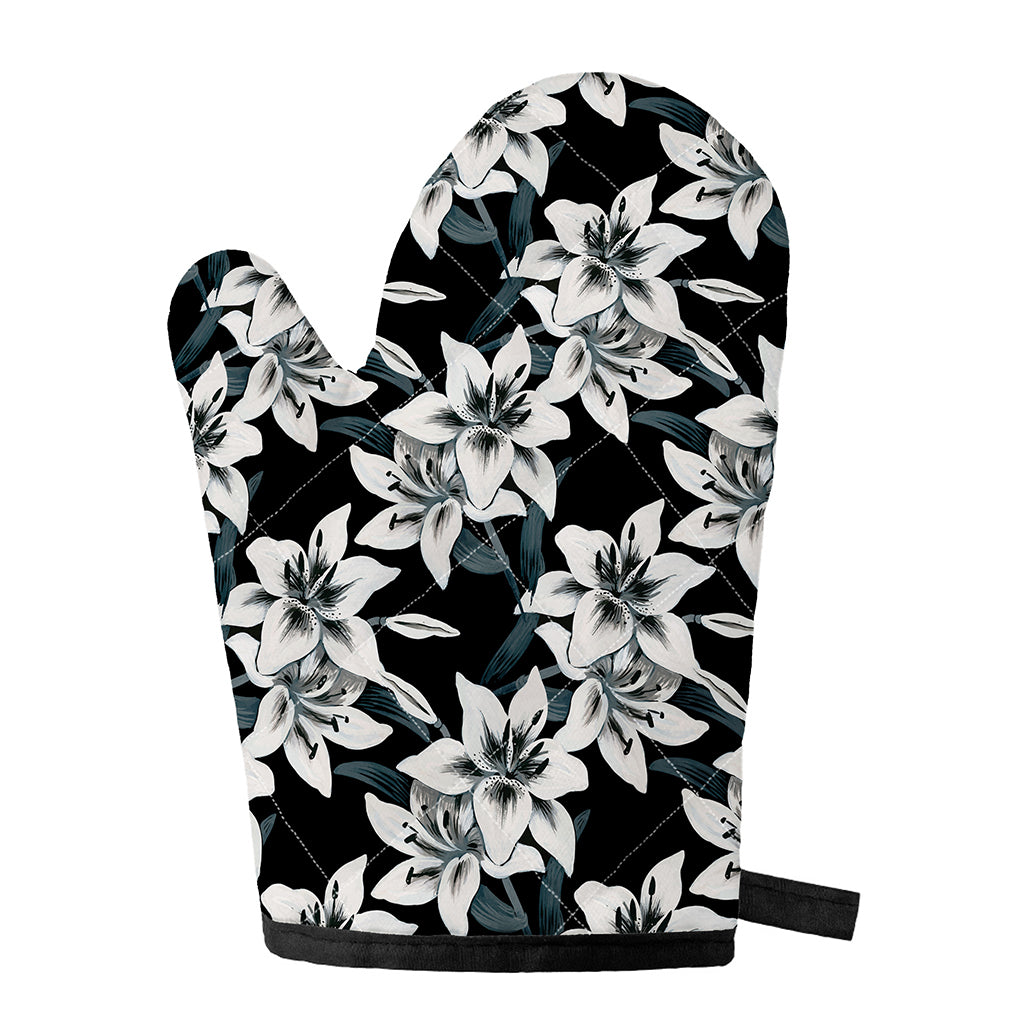 Lily Floral Pattern Print Single Oven Mitt